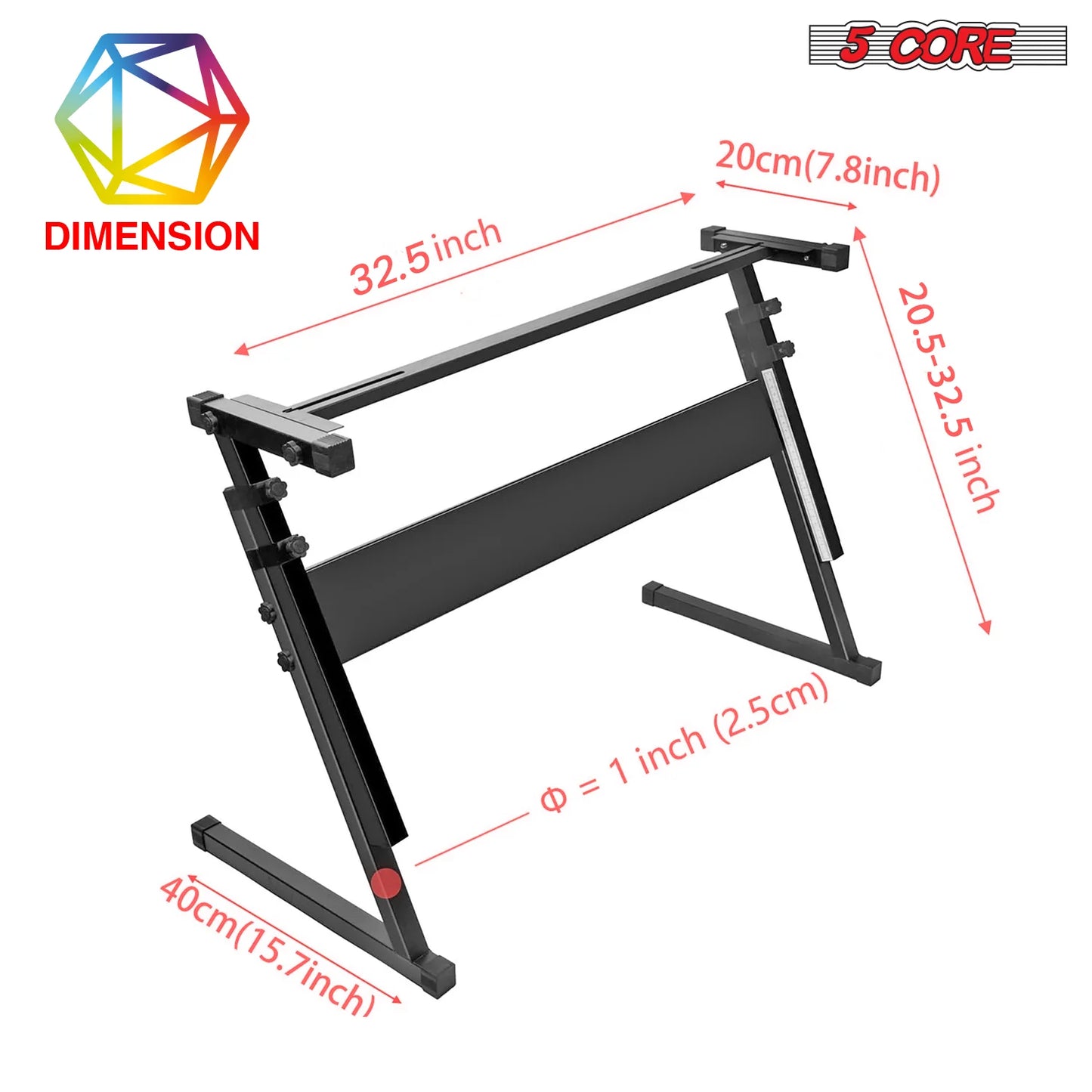5Core Keyboard Stand Adjustable Z Style Piano Riser BLACK + Keyboard Piano Bench BLACK
