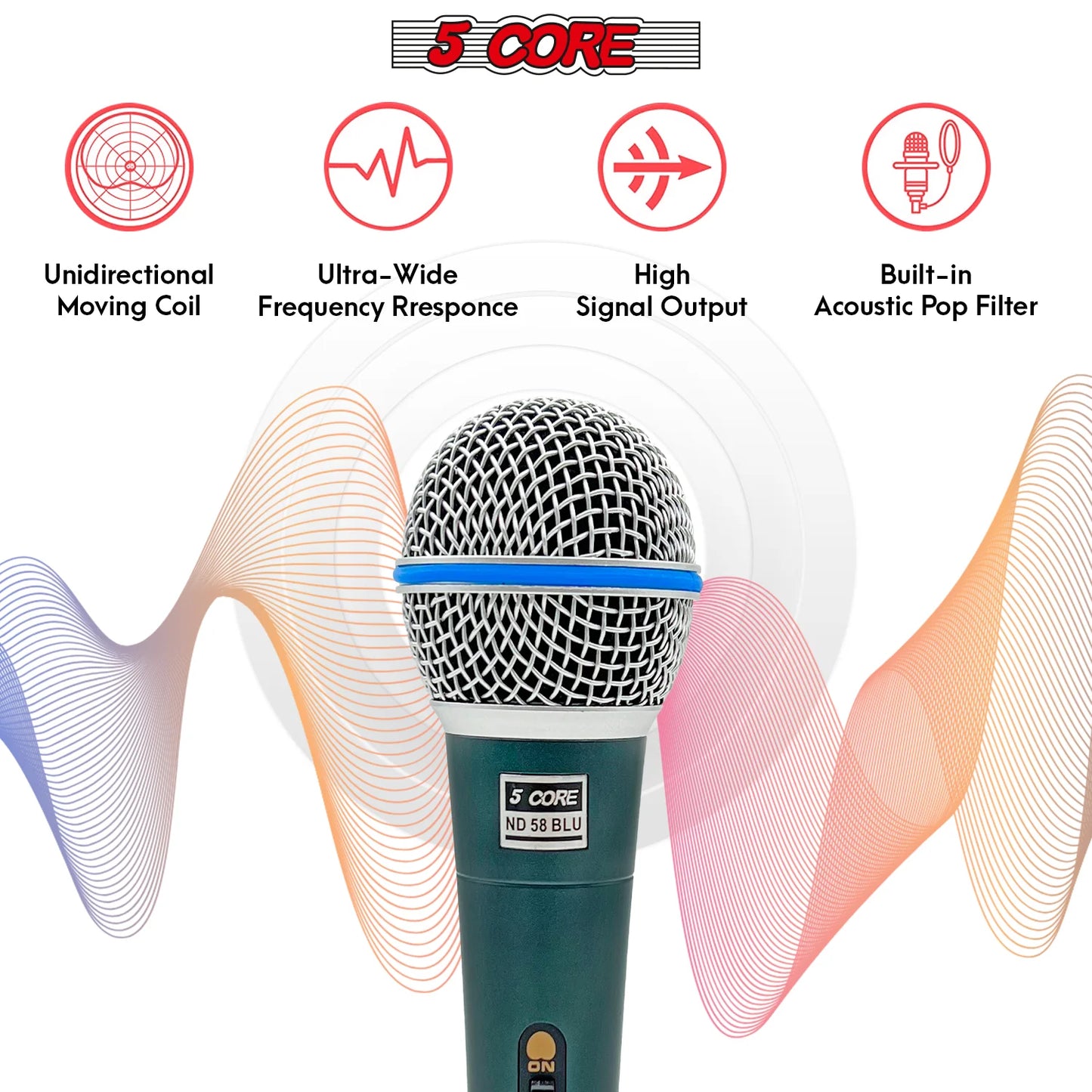 5Core XLR Microphone Dynamic Mic Karaoke Singing Studio Microfono Handheld Mics