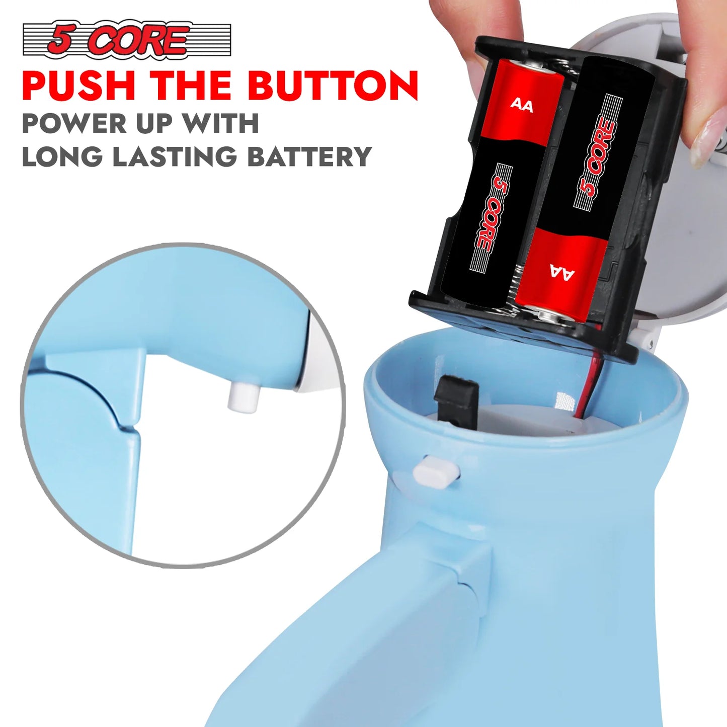 5 Core Megaphone Bullhorn Speaker 15W Mini Battery Power Bull Horn W Siren 400 Yard Range SKY BLUE