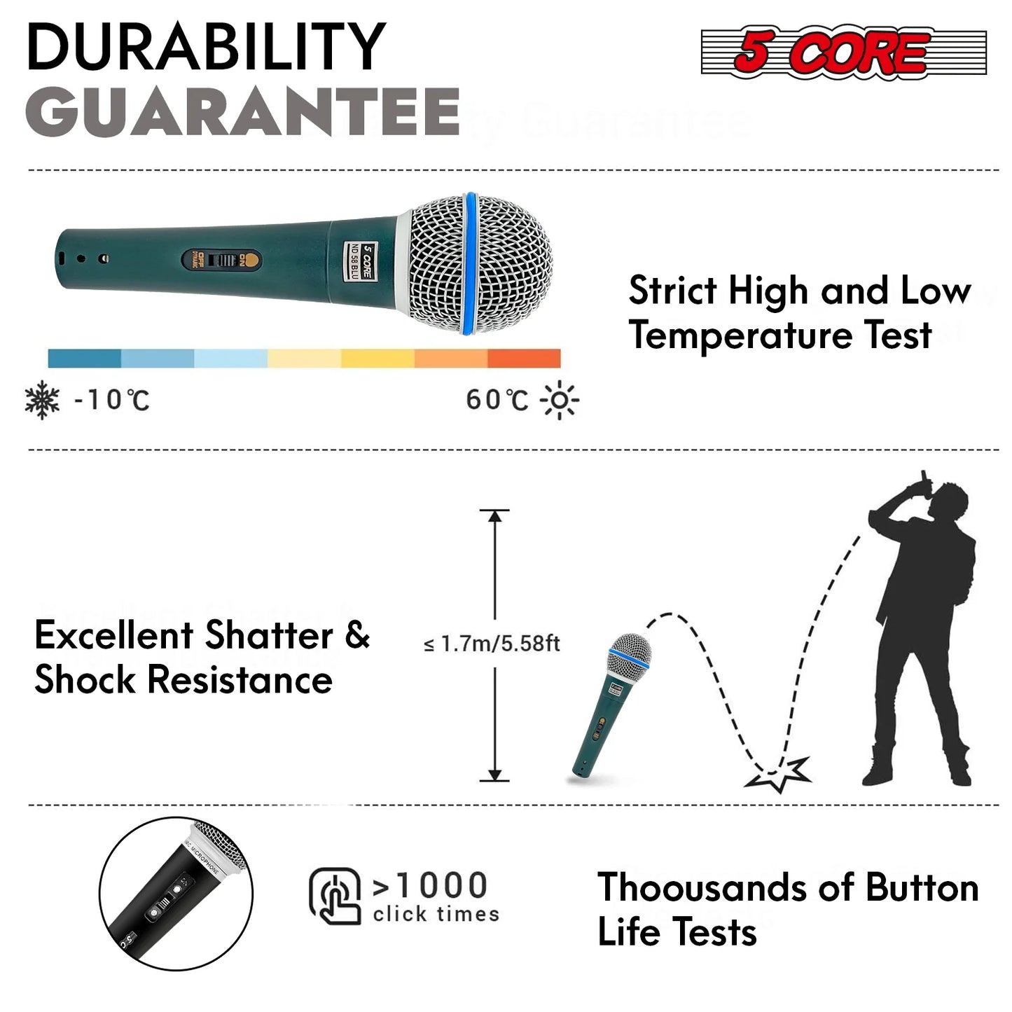5Core XLR Microphone Dynamic Mic Karaoke Singing Studio Microfono Handheld Mics